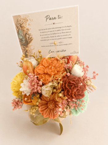Ramo de condolencias en velas de flores con tarjeta personalizada Rustik
